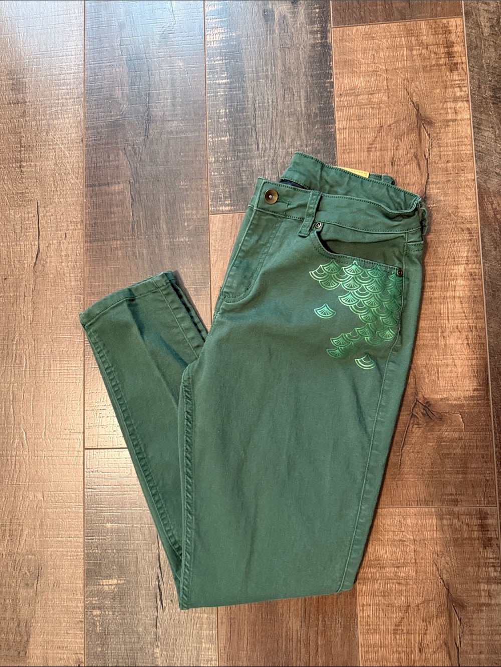Destination Disney by Her Universe Forest Green Skinny Jeans with Scale Design